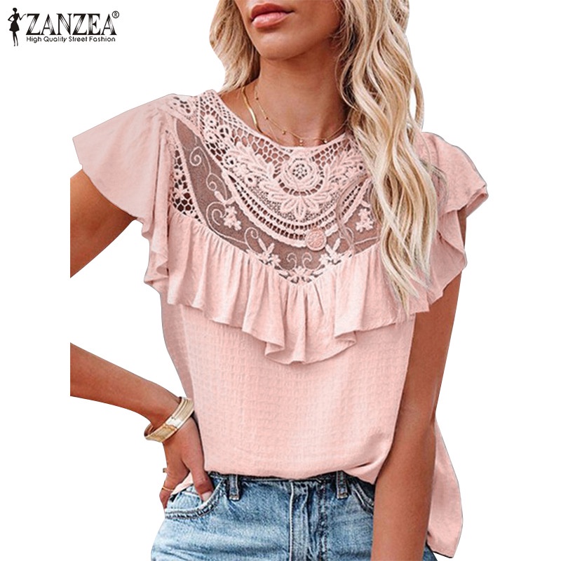 Áo ZANZEA không tay phối ren phong cách vintage thời trang dành cho nữ