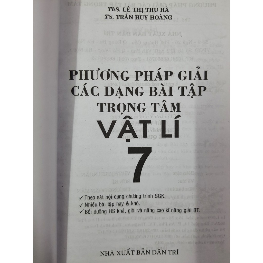 Sách - Phương pháp giải các dạng bài tập trọng tâm Vật Lí 7