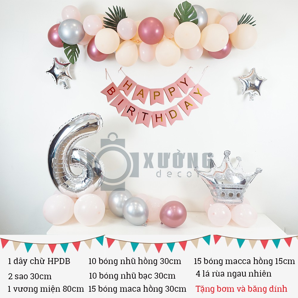 COMBO set trang trí sinh nhật, quà tặng sinh nhật đi kèm dây Happy Birthday và 50 bóng bay, trang trí sinh nhật cho bé