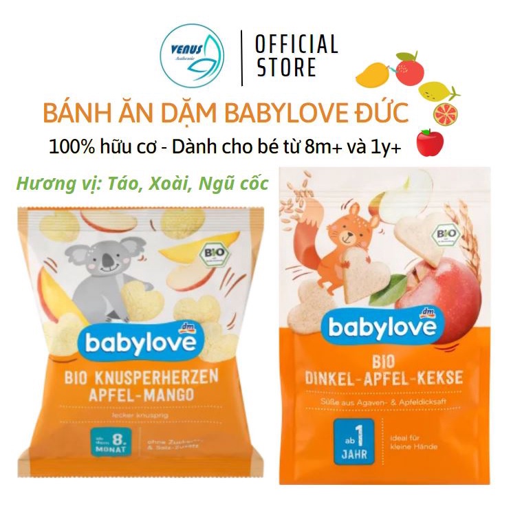 Bánh ăn dặm trái cây hữu cơ BabyLove dành cho bé từ 8 tháng &amp; 1 tuổi - Hàng Đức chính hãng
