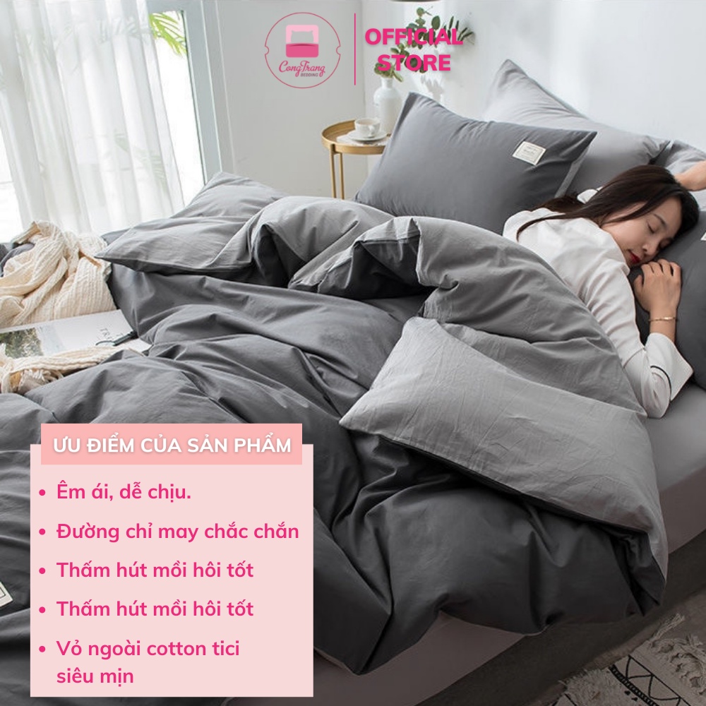 Bộ chăn ga cotton Tici Kẻ Sọc, Caro cao cấp nhập khẩu Hàn Quốc đủ size đủ màu