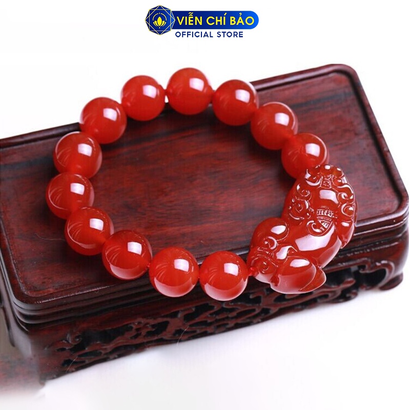 Vòng tay đá phong thủy Tỳ Hưu dây vải đỏ chất liệu đá tự nhiên thời trang nữ phụ kiện trang sức Viễn Chí Bảo V000