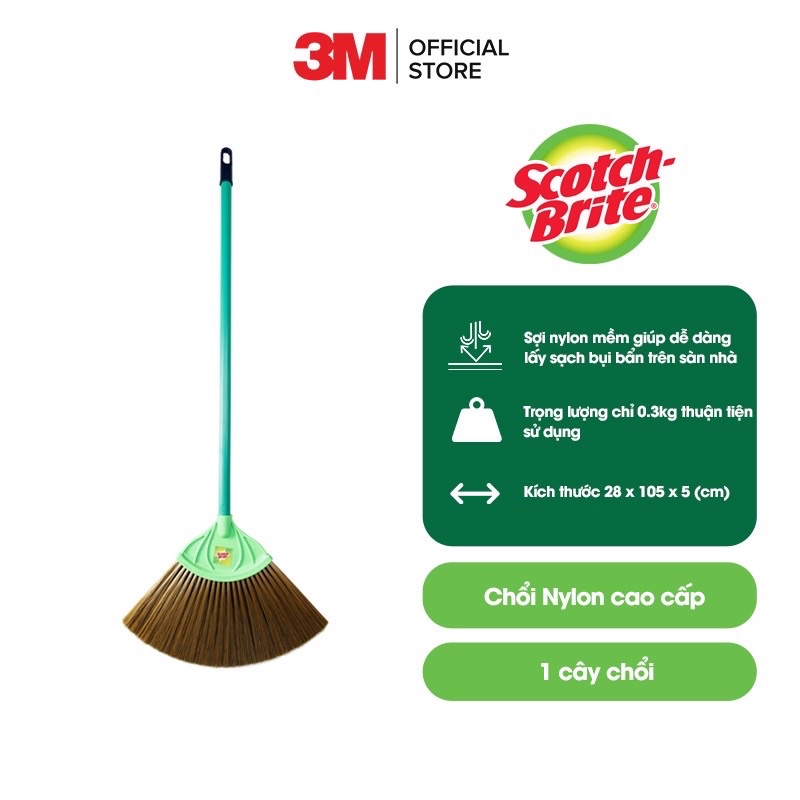 CHỔI QUÉT NHÀ Scotch Brite 3M CHÍNH HÃNG ĐA NĂNG, CAO CẤP VỚI SỢI NYLON SIÊU BỀN, KHÔNG CONG VÊNH