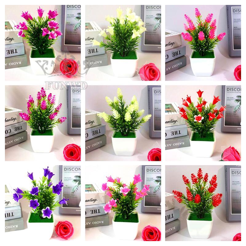 Artificial Plant Home Office Tabletop Plastic Fake Welcoming Desk Wedding Lily flower Pinecone 18cm Potted Beautiful