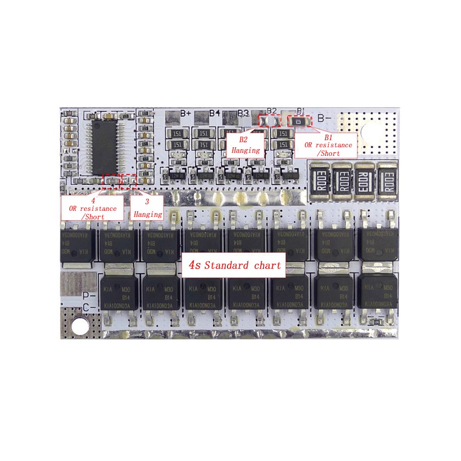 Bảng mạch bảo vệ Li-ion LiFePO4 4S 100A BMS 3.2V 4S chất lượng cao