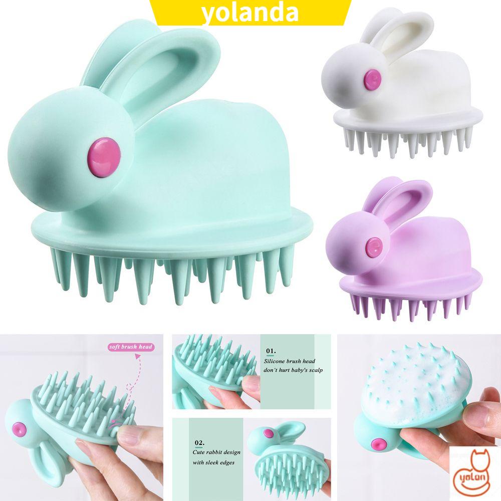 Bàn Chải Gội Đầu Massage Da Đầu Làm Từ Silicon Thiết Kế Hình Thỏ Dễ Thương Nhiều Màu Tùy Chọn