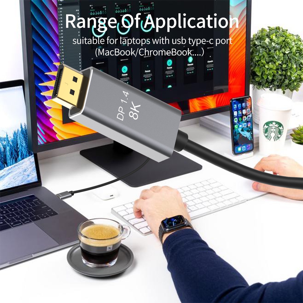 Cáp Chuyển Đổi 8k type c Sang dp 1.4 3 Cổng usb 1.4 30hz Hỗ Trợ 4k 144hz Hiển Thị Màn Hình xdr