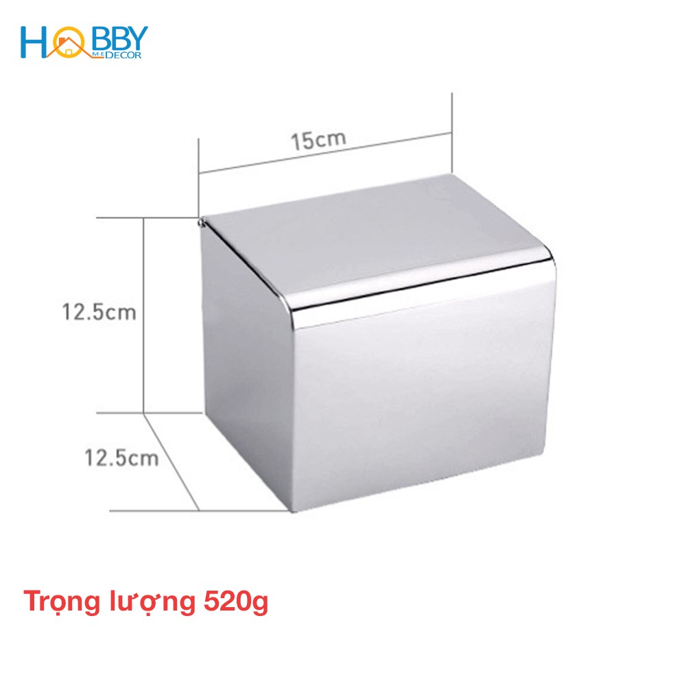 Hộp đựng cuộn giấy vệ sinh toilet HOBBY HOME DECOR G14 dán tường chuẩn Inox 304 - kèm keo dán tường và đinh ốc