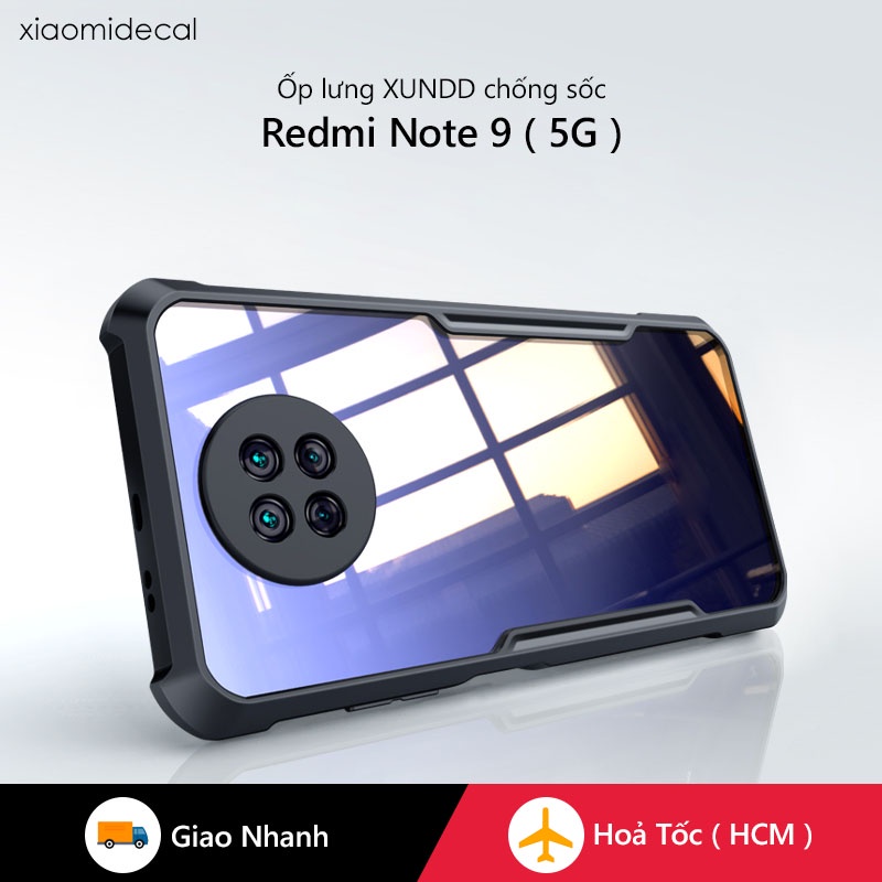 Ốp lưng XUNDD Redmi Note 9 5G Mặt lưng trong suốt, Viền TPU, Chống sốc