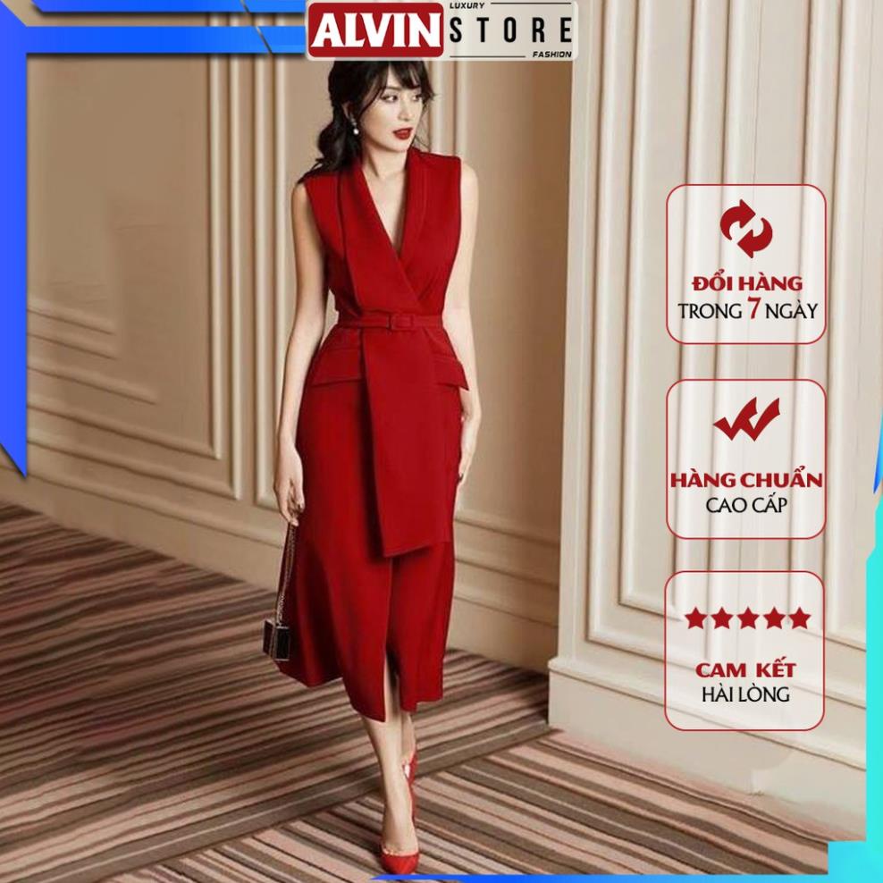 Đầm Dự Tiệc Cổ Vest Tùng Chữ A Thiết Kế Tùng Chéo Cách Điệu Tinh Tế Sang Trọng