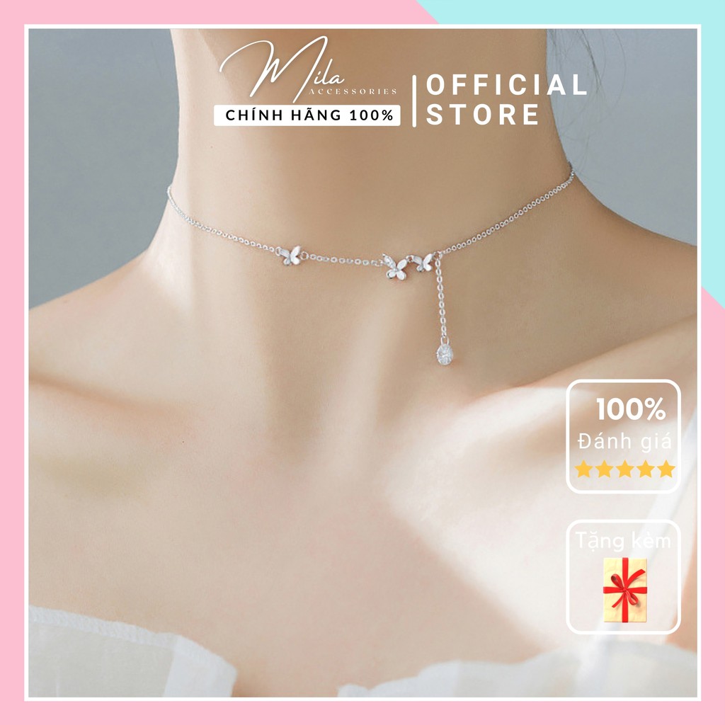 Dây chuyền titan nữ đẹp hàn quốc MILA V106 ❤️CAO CẤP❤️ Titan không gỉ sáng bóng đính đá trắng Mila Accessories