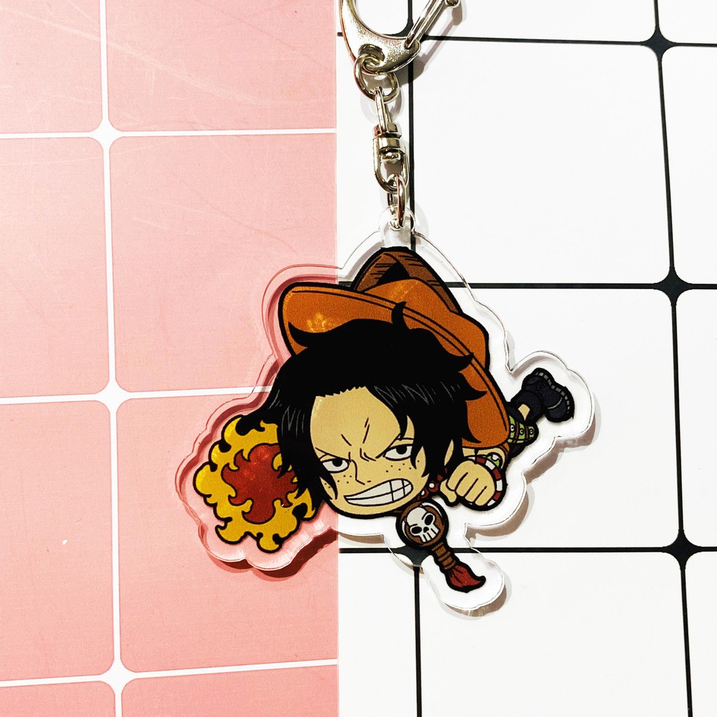 ( Mica trong acrylic ) Móc khóa One Piece Đảo Hải Tặc ver treo người Luffy Ace quà tặng xinh xắn dễ thương anime chibi