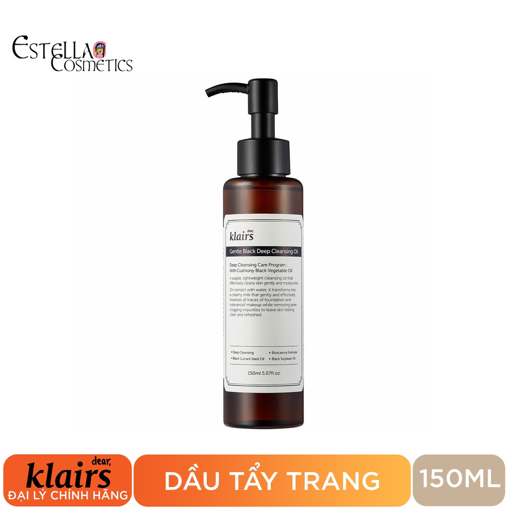 Dầu Tẩy Trang Làm Sạch Và Dưỡng Ẩm Klairs Gentle Black Deep Cleansing Oil 150ml