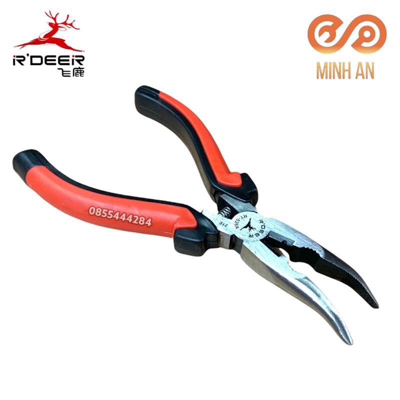 Kìm nhọn mũi cong 6” [CHÍNH HÃNG] R'Deer có lò xo trợ lực, gắp chi tiết trong khe hẹp khó tiếp cận