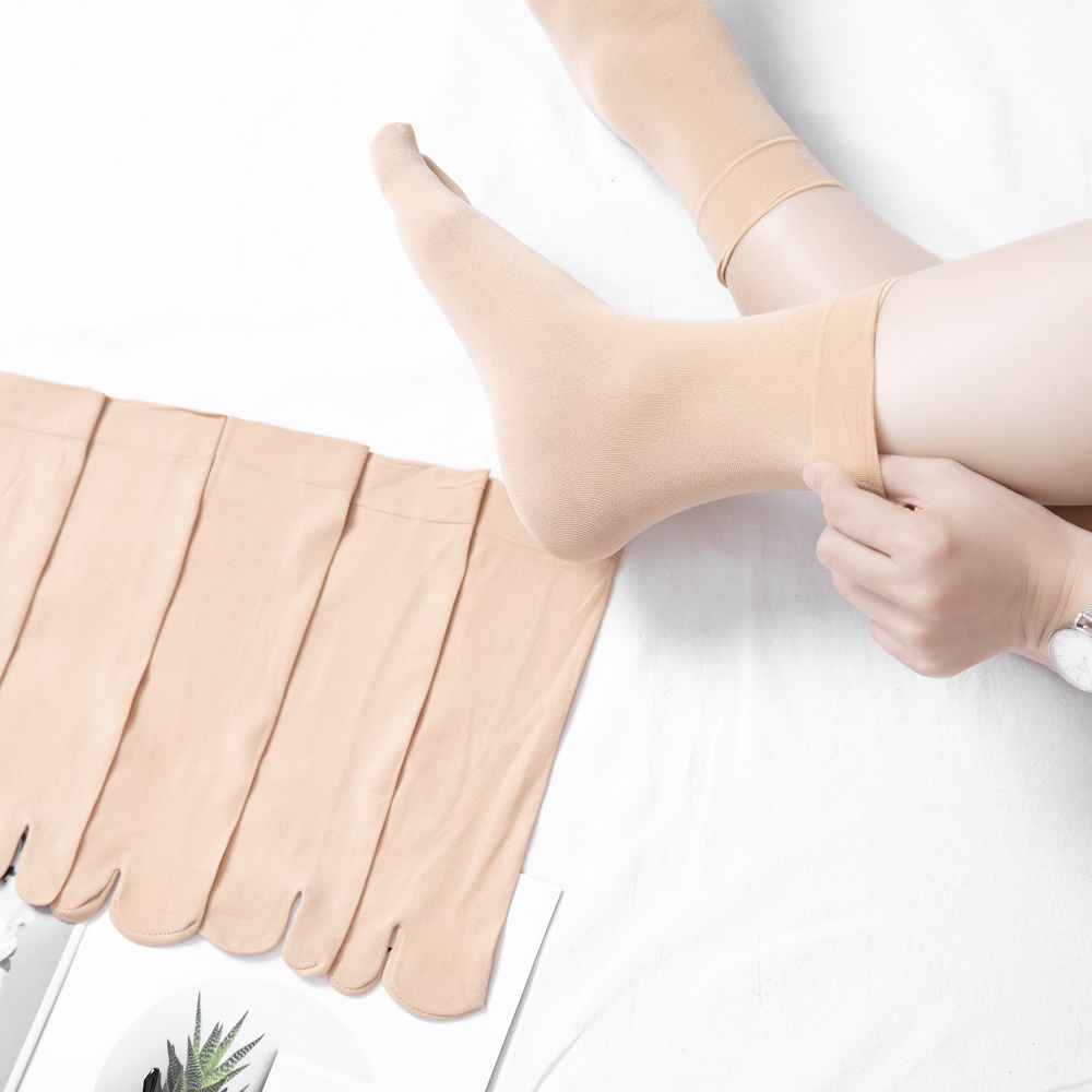 Tất Nữ xỏ ngón chống nắng Màu Da và Đen xỏ ngón Vải cotton dày dặn, mềm mịn cực êm chân Talabishop