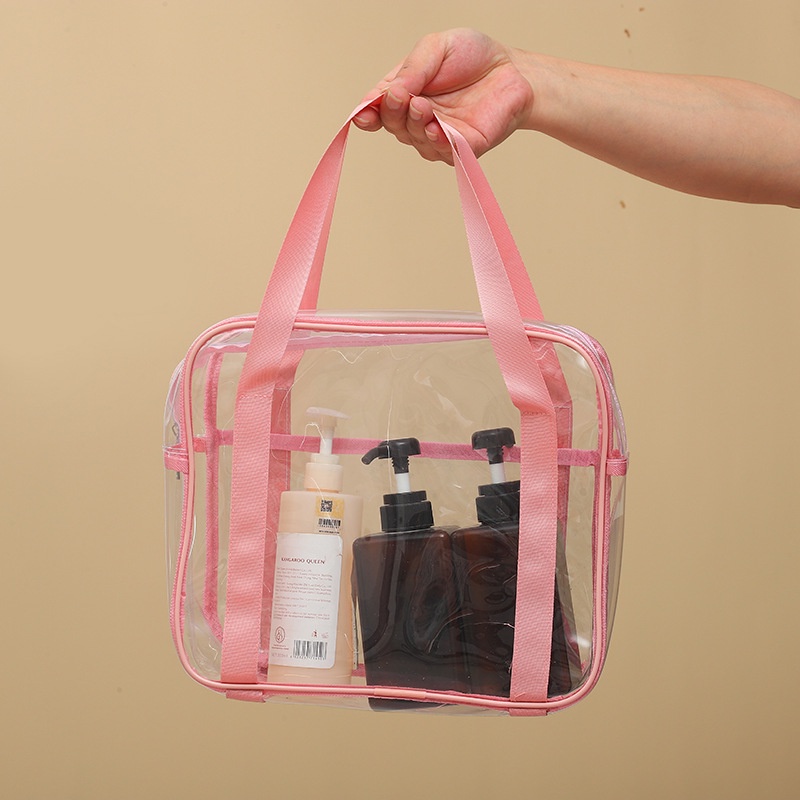 Túi Đựng Mỹ Phẩm Bằng PVC Trong Suốt Hai Tay Cầm Sức Chứa Lớn