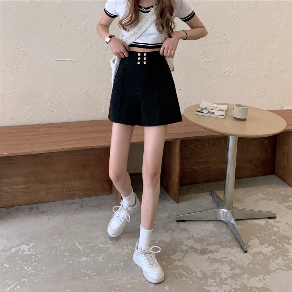 Quần Short Nữ Cạp Cao Đính 6 Khuy Chất Tuyết Mưa Vitex dày dặn loại 1 | BigBuy360 - bigbuy360.vn