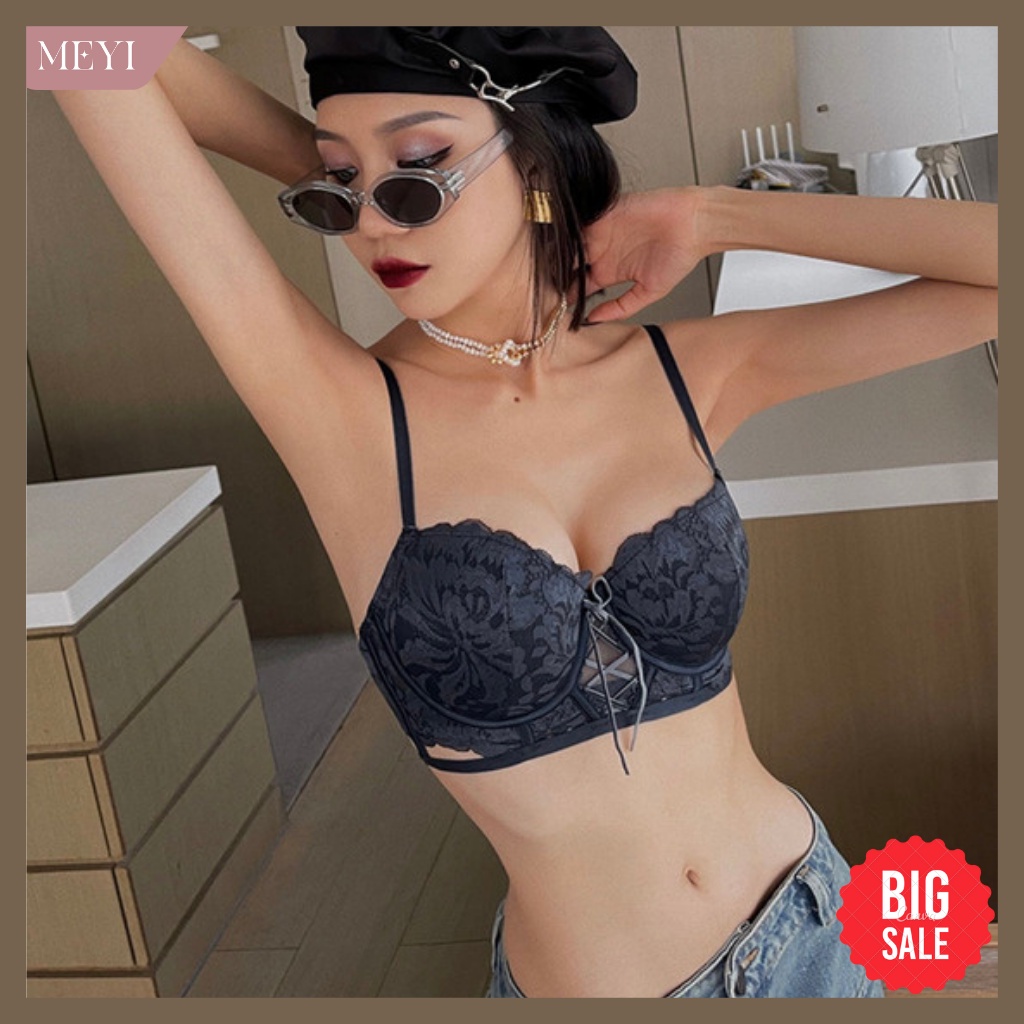 Bộ Đồ Lót Nâng Ngực Ôm Form Tạo Khe Đệm Đẩy 3cm Sexy Ren, Lót Vải Mềm Cao Cấp Dành Cho Ngực Nhỏ và Lép_LD095