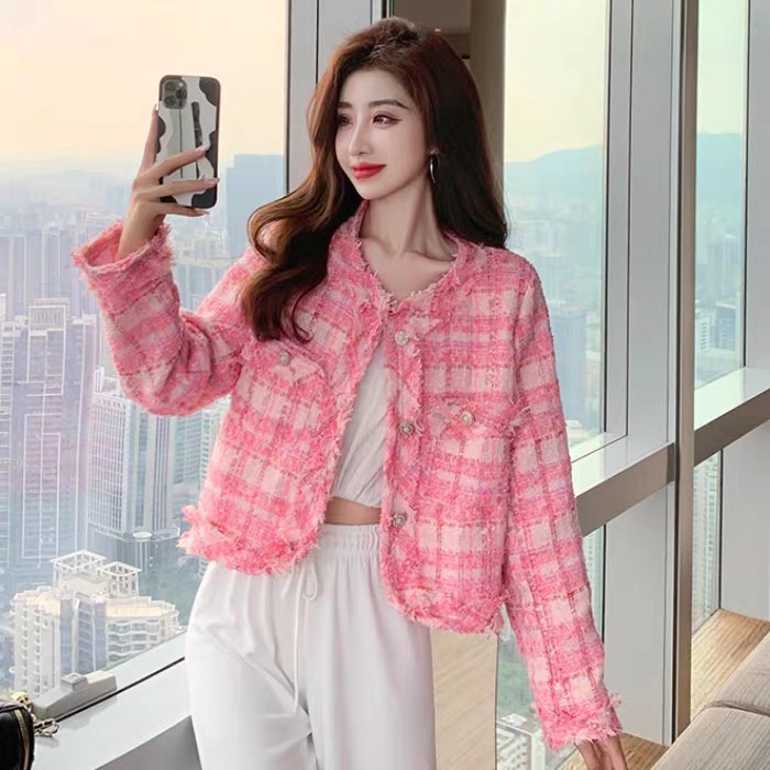 Áo khoác dạ tweed dáng ngắn tiểu thư cao cấp hàng sẵn