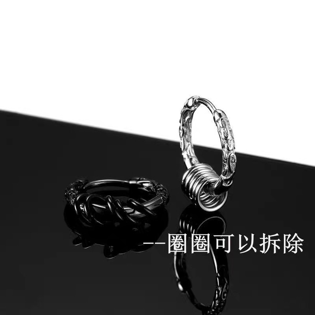 Bông tai, Khuyên tai nam nữ bạc dáng tròn phong cách hiphop xu hướng thời trang 2021, Cá tính, Unisex, Độc đáo, 1 chiếc
