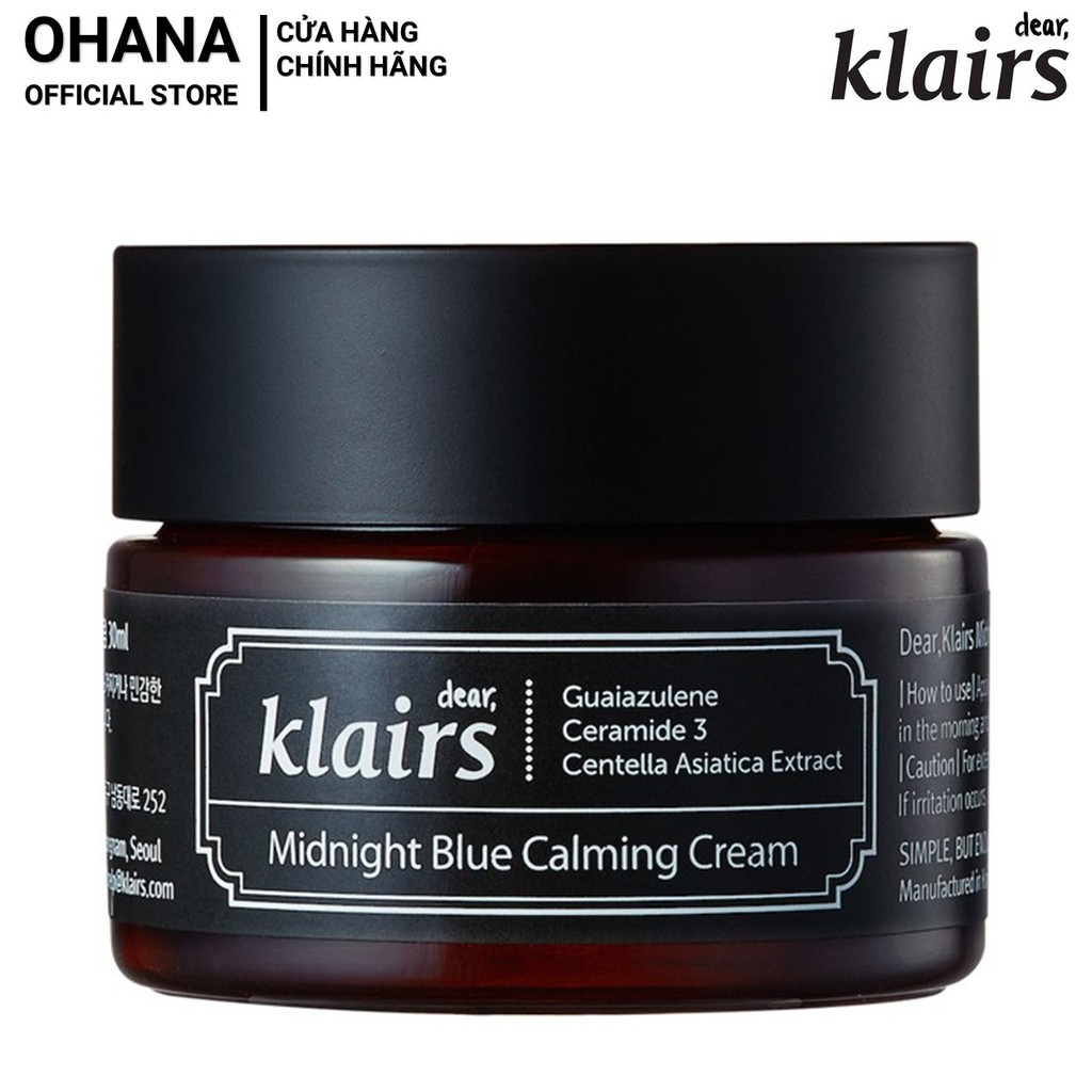 Kem Dưỡng Làm Dịu, Phục Hồi Da Tổn Thương, Nhạy Cảm Klairs Midnight Blue Calming Cream 30ml