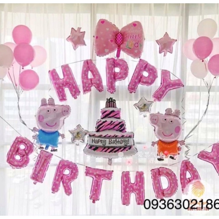 SET BONG BÓNG SINH NHẬT THÔI NÔI BÉ CHUỘT/ HEO BONG BÓNG SINH NHẬT HAPPY BIRTHDAY