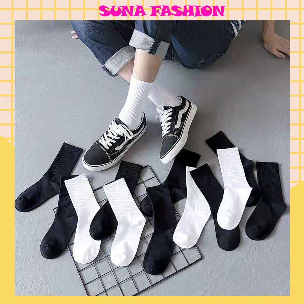Tất nữ cổ cao chất cotton thấm hút mồ hôi, Tất cổ cao co dãn SUNA FASHION