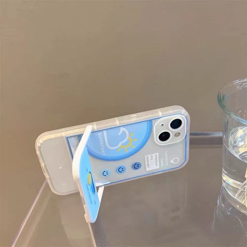 Ốp Điện Thoại Silicon Mềm Họa Tiết Báo Thời Tiết Kèm Giá Đỡ Cho IPhone 12 13 11 Pro Max X Xs Max Xr