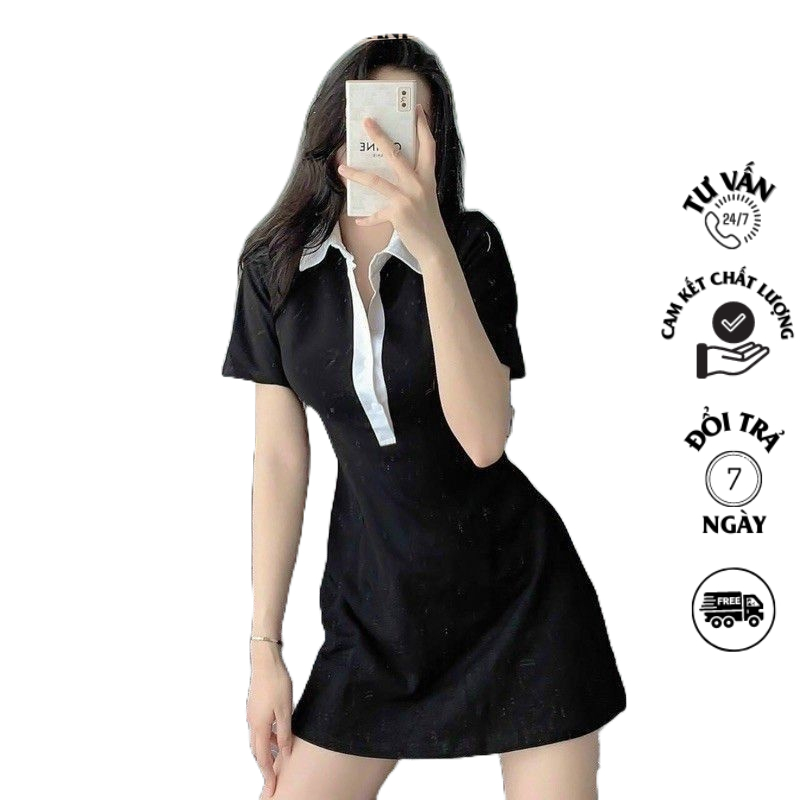 (HCM)Váy Nữ, Đầm Công Sở Trẻ Trung Thun Suông Ôm Body Thiết Kế Cao Cấp Sang Trọng,áo polo siêu hack dángÔM BODY ĐẸP