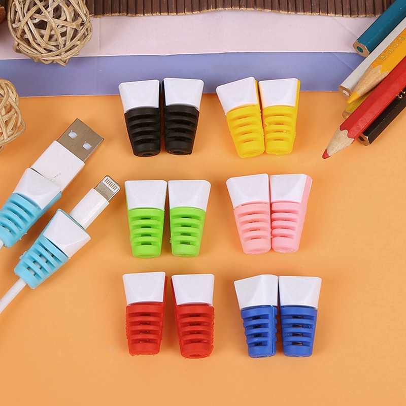 Set 2 đầu bảo vệ dây cáp sạc USB đa năng tiện dụng
