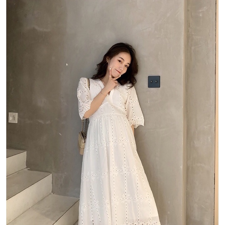 [Mã THUTHN234 Giảm 15% tối đa 100K] SIZE 90kg ĐẦM BẦU TRẮNG BABYDOLL THIẾT KẾ DỰ TIỆC CÔNG SỞ MÙA HÈ TẶNG KÈM VÁY 2 DÂY