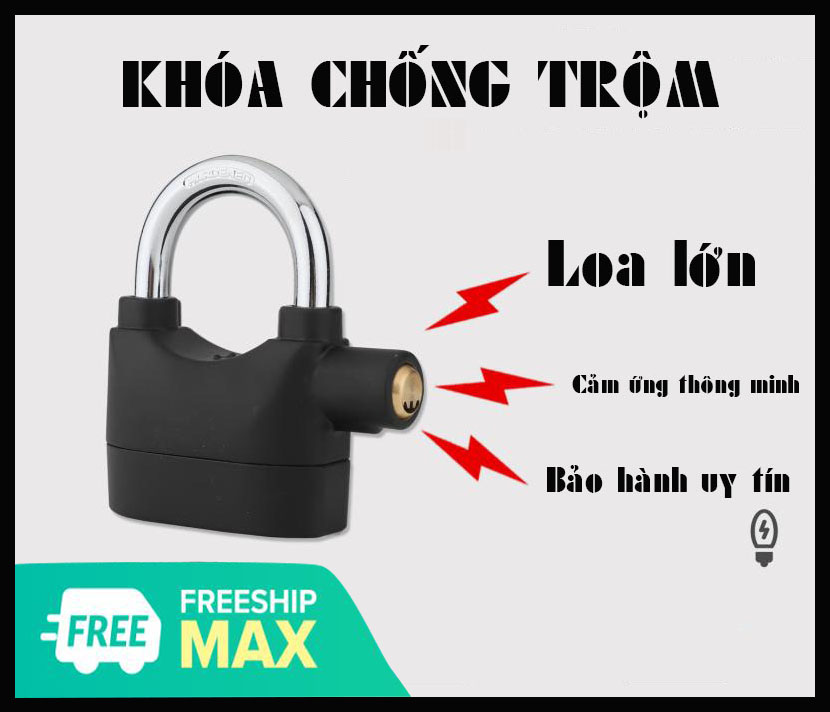 Ổ khóa báo động chống trộm CT02 thông minh – Chìa khóa vạn năng, cắt trộm, hú báo động khi có tác động