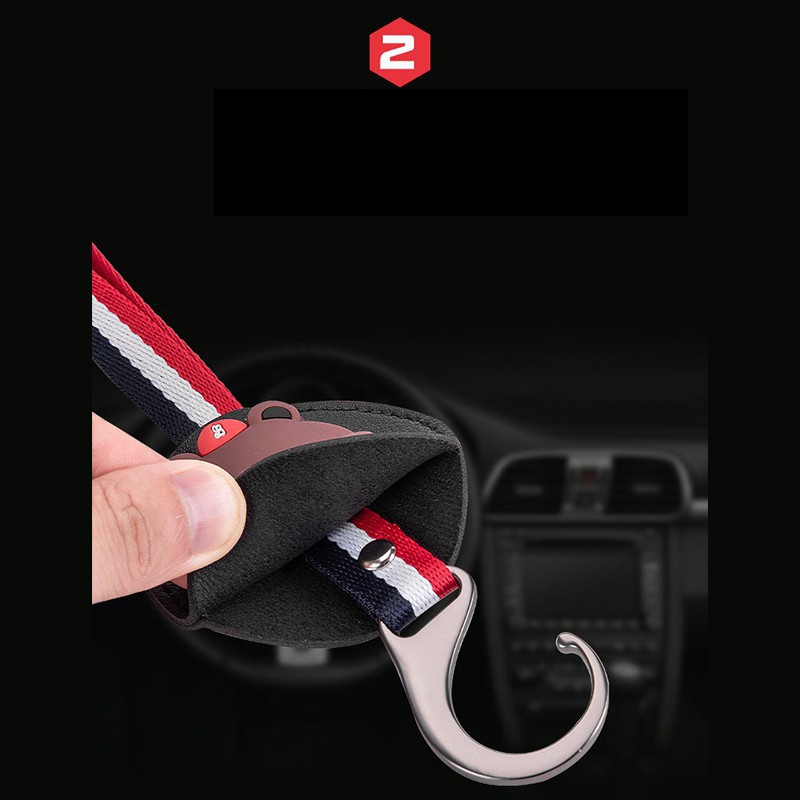 Móc treo đồ gắn phía sau ghế ngồi xe hơi bằng da họa tiết hoạt hình đáng yêu tiện lợi