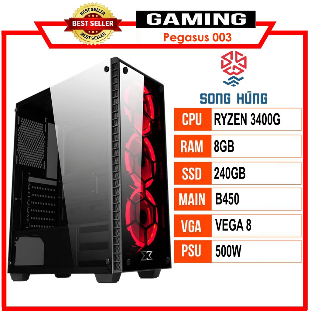 Máy bộ PC GAMING Pegasus 003 (R3-3400G/B450/8GB RAM/240GB/500W) | BigBuy360 - bigbuy360.vn