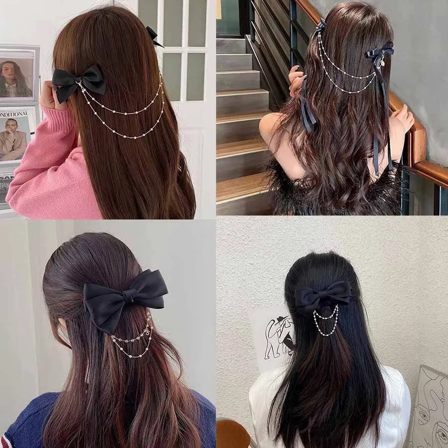 Kẹp tóc hình nơ đính đá phong cách Hàn Quốc thời trang