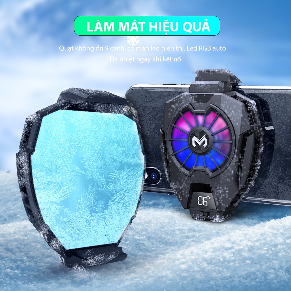 Quạt tản nhiệt điện thoại sò lạnh SIDOTECH Memo DL05 thiết kế gaming LED RGB dành cho game thủ chơi game PUBG LIÊN QUÂN