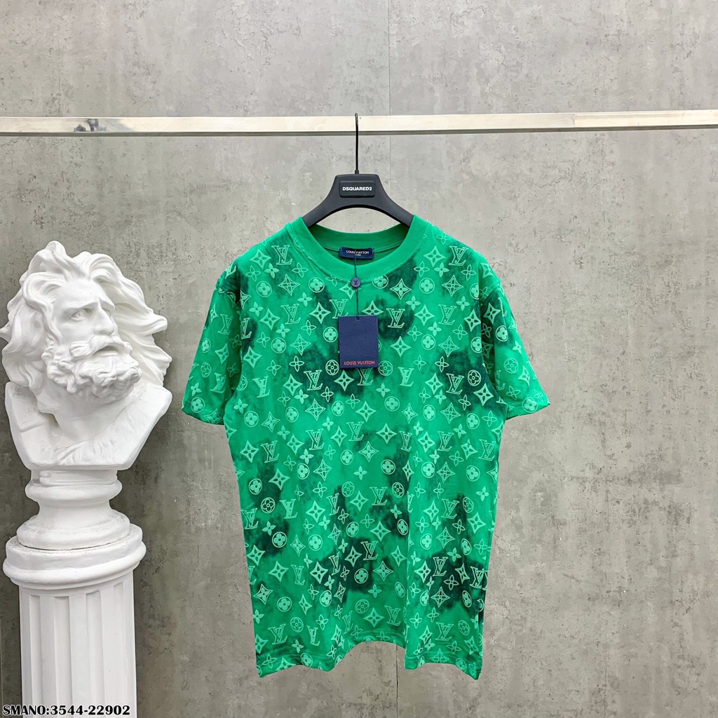 Áo Phông Nam Lv In Nổi - Áo Thun Nam Cổ Tròn Chất Liệu Cotton Cao Cấp DT Fashion Menwear