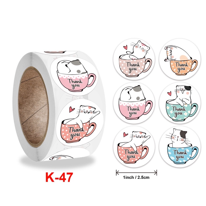 100 STICKER CẮT LẺ CẢM ƠN STICKER TRANG TRÍ 25mm