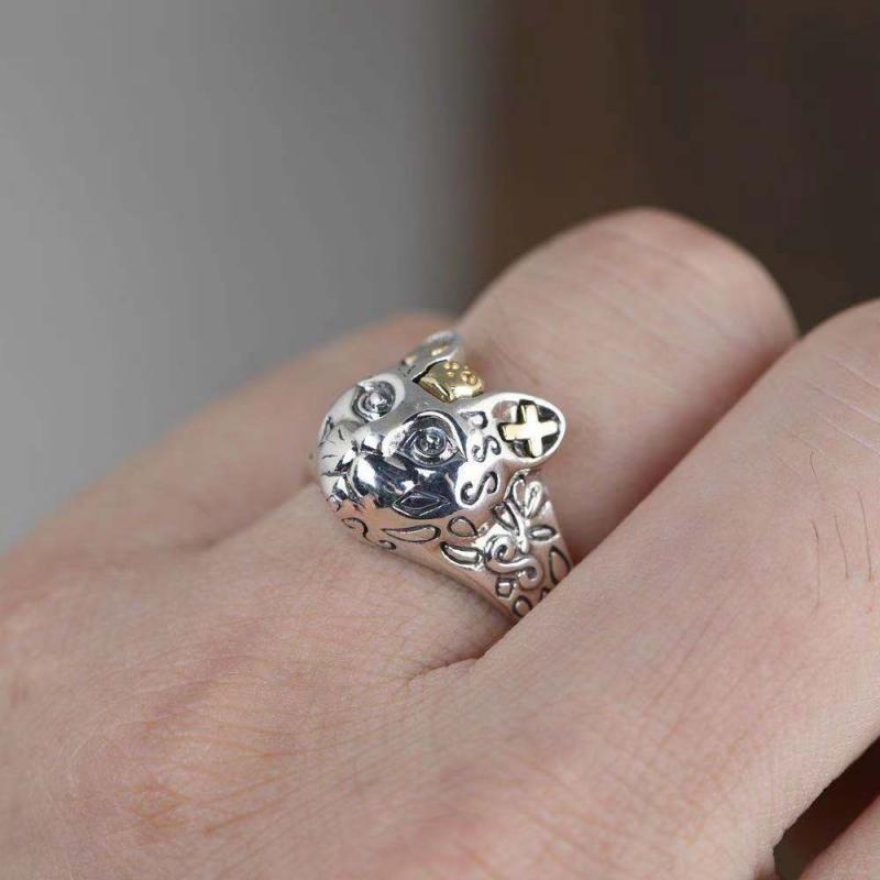 Nhẫn Hở Kim Loại Hình Mèo Bí Ẩn Phong Cách gothic punk Mới Cho Nam Và Nữ