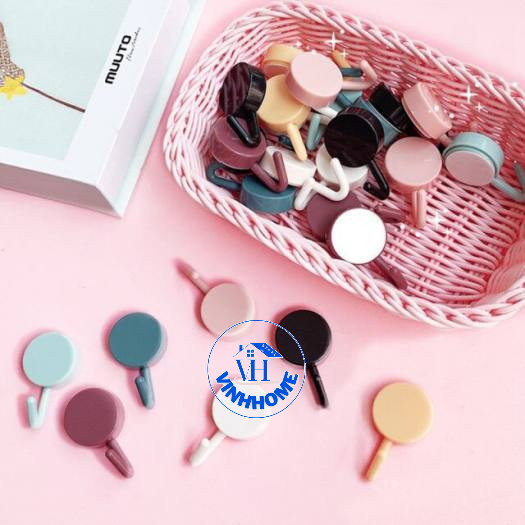Móc Tròn Treo Đồ Dán Tường Đa Năng Trang Trí Nhà Nhiều Màu, móc dán tường mini chắc chắn chịu lực, màu sắc tươi tắn