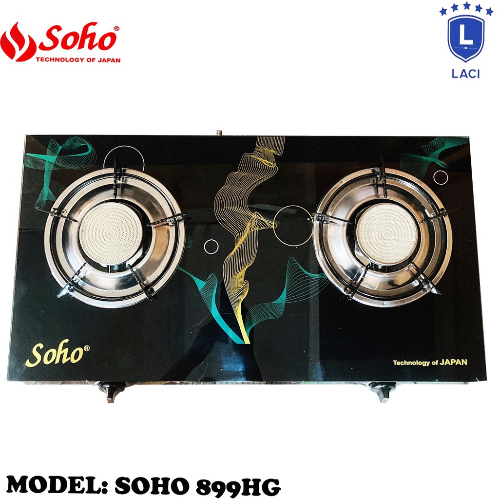 Bếp Ga Đôi Hồng Ngoại Mặt Kiếng Soho 899HG | Mặt Kiếng Cường Lực | Đầu Đốt Hồng Ngoại Giúp Tiết Kiệm Ga 30%