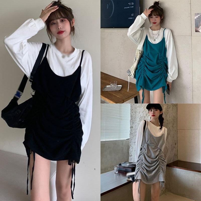 Đầm Giả Hai Lớp Phong Cách Hàn Quốc Dành Cho Nữ