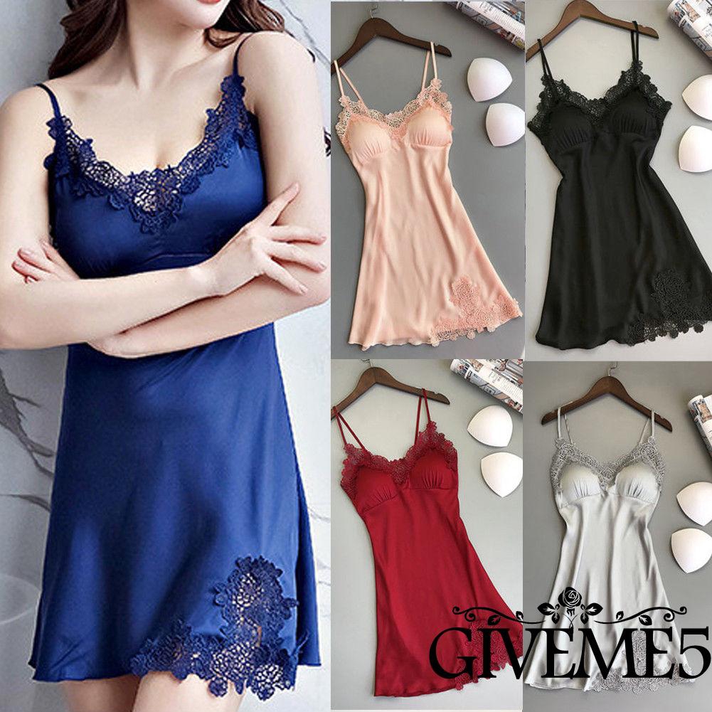 Đầm ngủ sát nách vải lụa satin thời trang quyến rũ