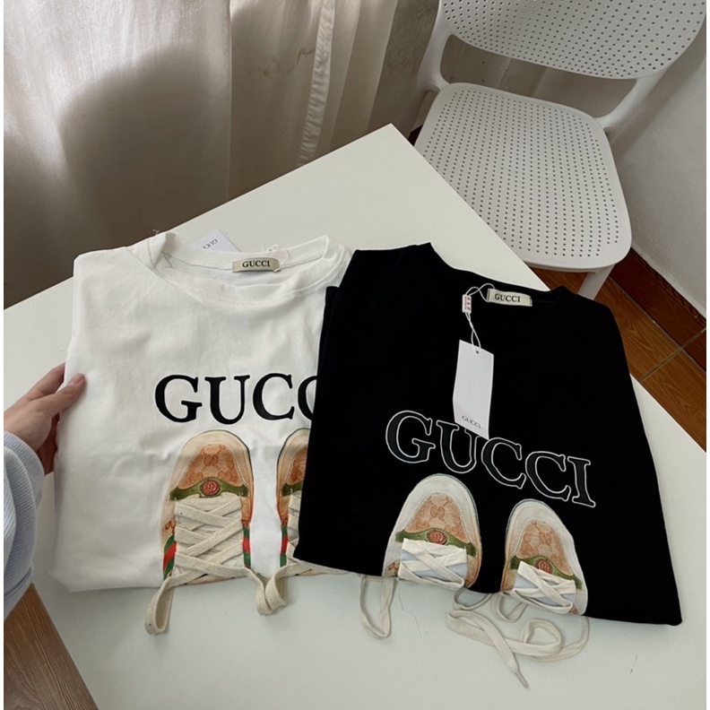 Áo thun đôi giày hàng QC ( 2 màu Trắng , Đen )