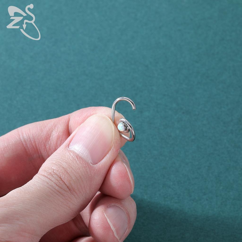 Khuyên tai / mũi / cơ thể bằng thép không gỉ hình trái tim đính đá opal bằng thép không gỉ 316L