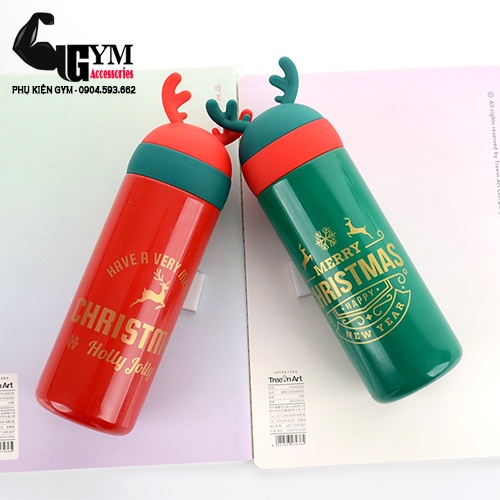 Bình giữ nhiệt Cao Cấp, bình giữ nhiệt Giáng Sinh Noel Merry Christmas 330ml
