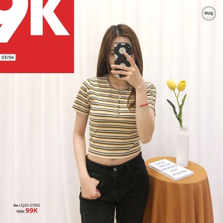 Áo croptop kẻ ngang khuy cổ #76