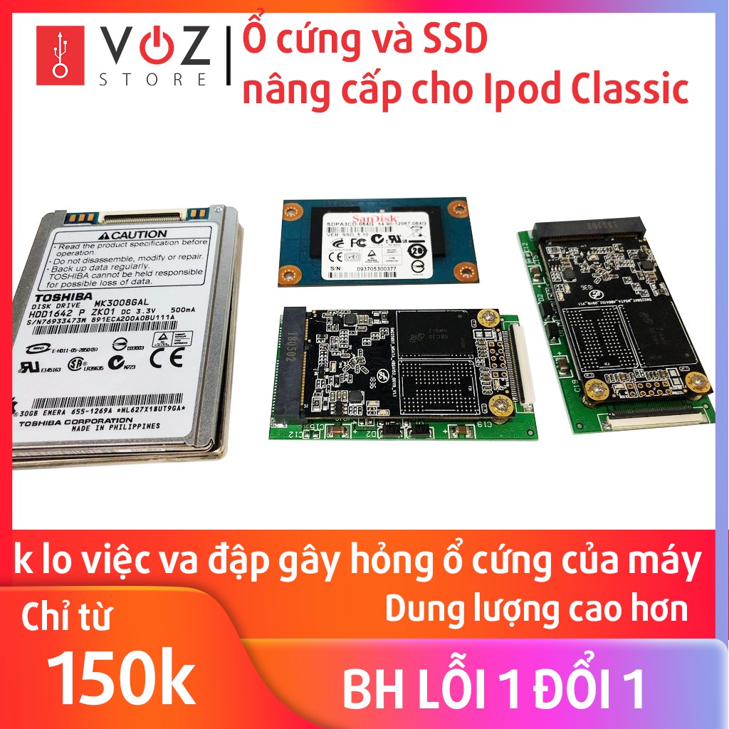 Ổ cứng và SSD nâng cấp cho Ipod Classic.