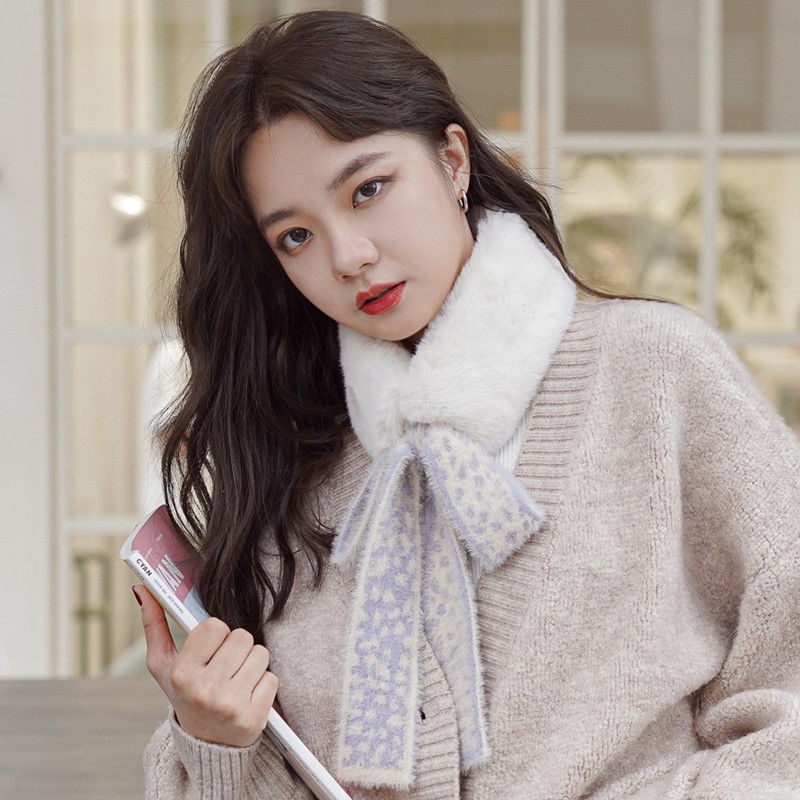 Khăn Quàng Cổ Lông Ấm Áp In Họa Tiết Da Báo Phong Cách Hàn Quốc Cho Nữ