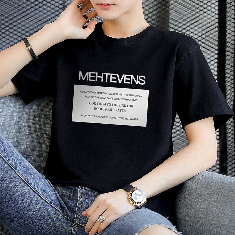 【M-4XL】Men's korean  printing leisure  simple t shirt  loose  short sleeve t shirt round neck  men clothing 